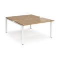 Adapt sliding top back to back desks 1400mm x 1600mm - white frame and oak top
