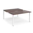 Adapt sliding top back to back desks 1400mm x 1600mm - white frame and walnut top