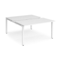 Adapt sliding top back to back desks 1400mm x 1600mm - white frame and white top