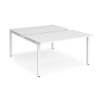 Adapt sliding top back to back desks 1400mm x 1600mm - white frame and white top