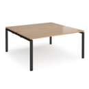 Adapt sliding top back to back desks 1600mm x 1200mm - black frame and beech top