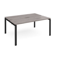 Adapt sliding top back to back desks 1600mm x 1200mm - black frame and grey oak top