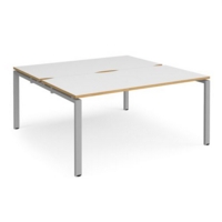Adapt sliding top starter units back to back 1600mm x 1200mm - silver frame and white top with oak edging