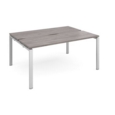 Adapt sliding top back to back desks 1600mm x 1200mm - silver frame and grey oak top