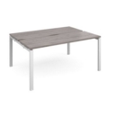 Adapt sliding top back to back desks 1600mm x 1200mm - white frame and grey oak top