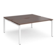Adapt sliding top back to back desks 1600mm x 1200mm - white frame and walnut top