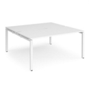 Adapt sliding top back to back desks 1600mm x 1200mm - white frame and white top