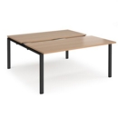 Adapt sliding top back to back desks 1600mm x 1600mm - black frame and beech top