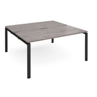 Adapt sliding top back to back desks 1600mm x 1600mm - black frame and grey oak top