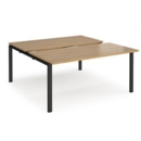 Adapt sliding top back to back desks 1600mm x 1600mm - black frame and oak top