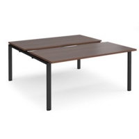 Adapt sliding top back to back desks 1600mm x 1600mm - black frame and walnut top