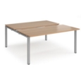 Adapt sliding top back to back desks 1600mm x 1600mm - silver frame and beech top