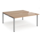 Adapt sliding top back to back desks 1600mm x 1600mm - silver frame and beech top