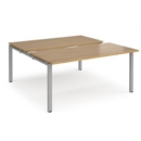 Adapt sliding top back to back desks 1600mm x 1600mm - silver frame and oak top