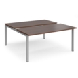Adapt sliding top back to back desks 1600mm x 1600mm - silver frame and walnut top
