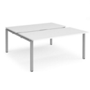 Adapt sliding top back to back desks 1600mm x 1600mm - silver frame and white top