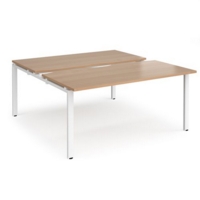 Adapt sliding top back to back desks 1600mm x 1600mm - white frame and beech top