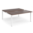 Adapt sliding top back to back desks 1600mm x 1600mm - white frame and walnut top