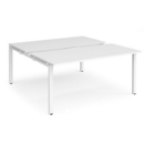 Adapt sliding top back to back desks 1600mm x 1600mm - white frame and white top