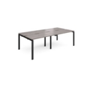 Adapt sliding top double back to back desks 2400mm x 1200mm - black frame and grey oak top