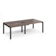 Adapt sliding top double back to back desks 2400mm x 1200mm - black frame and walnut top