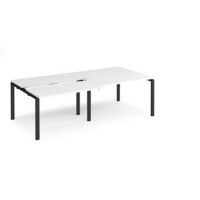 Adapt sliding top double back to back desks 2400mm x 1200mm - black frame and white top