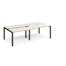 Adapt sliding top double back to back desks 2400mm x 1200mm - black frame and white top with oak edging