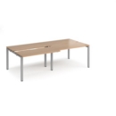 Adapt sliding top double back to back desks 2400mm x 1200mm - silver frame and beech top