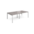 Adapt sliding top double back to back desks 2400mm x 1200mm - silver frame and grey oak top