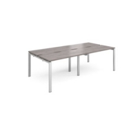 Adapt sliding top double back to back desks 2400mm x 1200mm - silver frame and grey oak top