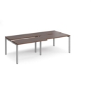 Adapt sliding top double back to back desks 2400mm x 1200mm - silver frame and walnut top