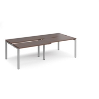 Adapt sliding top double back to back desks 2400mm x 1200mm - silver frame and walnut top
