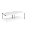 Adapt sliding top double back to back desks 2400mm x 1200mm - silver frame and white top