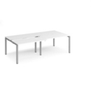 Adapt sliding top double back to back desks 2400mm x 1200mm - silver frame and white top