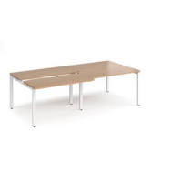 Adapt sliding top double back to back desks 2400mm x 1200mm - white frame and beech top