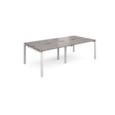 Adapt sliding top double back to back desks 2400mm x 1200mm - white frame and grey oak top