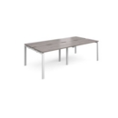 Adapt sliding top double back to back desks 2400mm x 1200mm - white frame and grey oak top