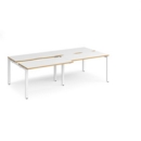 Adapt sliding top double back to back desks 2400mm x 1200mm - white frame and white top with oak edging