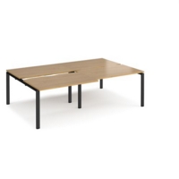 Adapt sliding top double back to back desks 2400mm x 1600mm - black frame and oak top