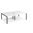 Adapt sliding top double back to back desks 2400mm x 1600mm - black frame and white top