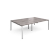 Adapt sliding top double back to back desks 2400mm x 1600mm - silver frame and grey oak top