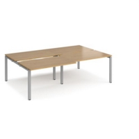 Adapt sliding top double back to back desks 2400mm x 1600mm - silver frame and oak top