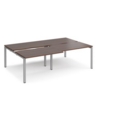 Adapt sliding top double back to back desks 2400mm x 1600mm - silver frame and walnut top