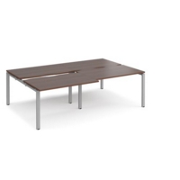 Adapt sliding top double back to back desks 2400mm x 1600mm - silver frame and walnut top
