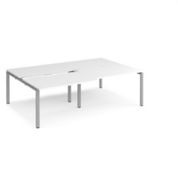 Adapt sliding top double back to back desks 2400mm x 1600mm - silver frame and white top