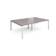 Adapt sliding top double back to back desks 2400mm x 1600mm - white frame and grey oak top