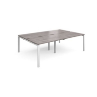 Adapt sliding top double back to back desks 2400mm x 1600mm - white frame and grey oak top