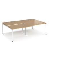 Adapt sliding top double back to back desks 2400mm x 1600mm - white frame and oak top