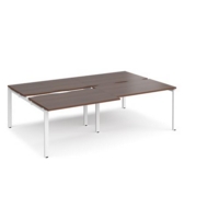 Adapt sliding top double back to back desks 2400mm x 1600mm - white frame and walnut top