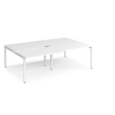 Adapt sliding top double back to back desks 2400mm x 1600mm - white frame and white top